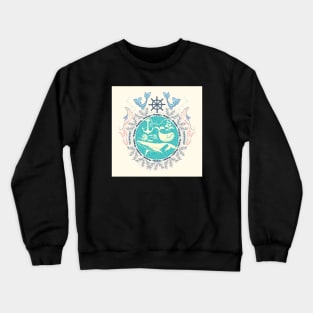 Whales and Blue Ocean Crewneck Sweatshirt